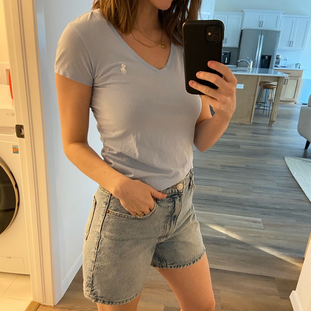 Polo by Ralph Lauren Light Blue V-Neck Top